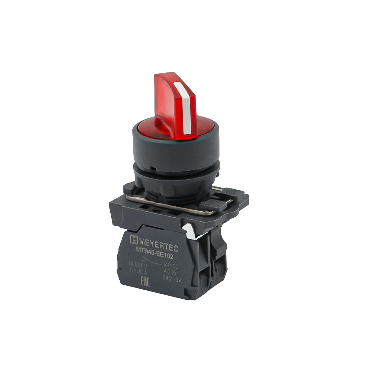 Переключатель Meyertec MTB5-AK24721 на 2 положения с фиксацией и подсветкой красный купить с доставкой по РФ