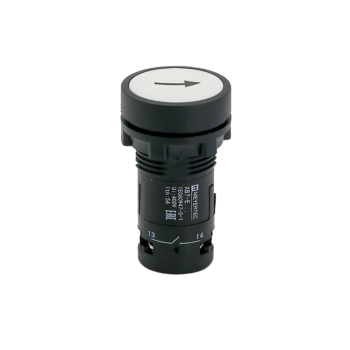 Кнопка плоская белая Meyertec MTB7-EA12561 маркировка "стрелка вверх" купить с доставкой по РФ