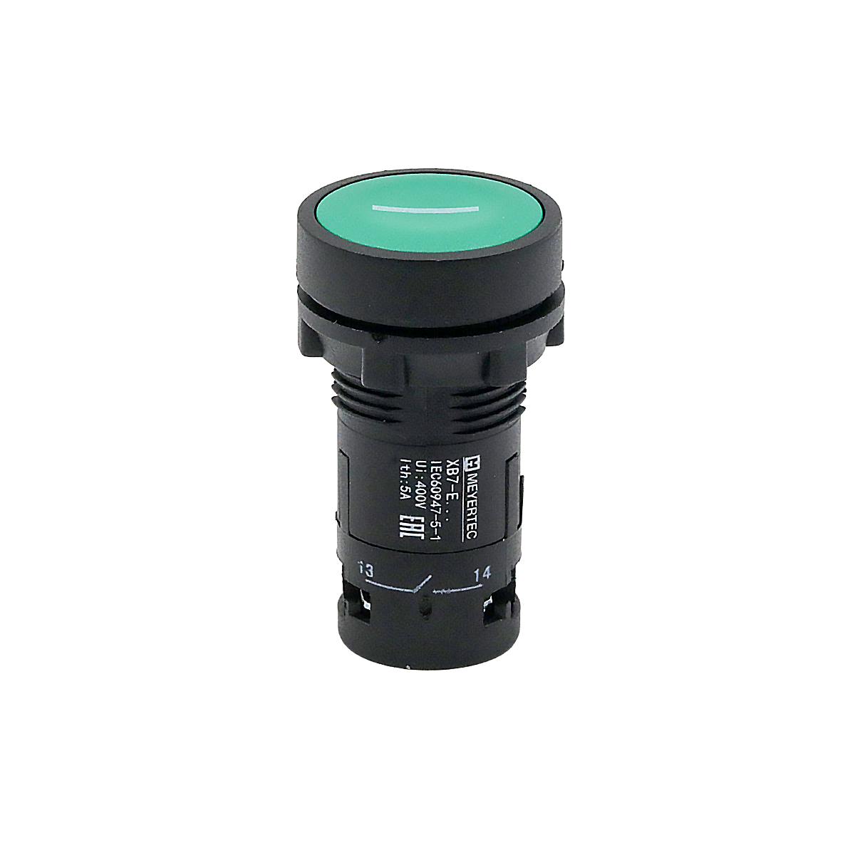 Кнопка плоская зеленая Meyertec MTB7-EA31521 маркировка "I" купить с доставкой по РФ