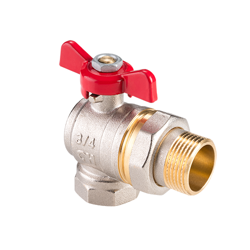 Кран шаровый угловой полнопроходной с полусгоном MVI AquaHit 3/4" вн.-нар., бабочка
