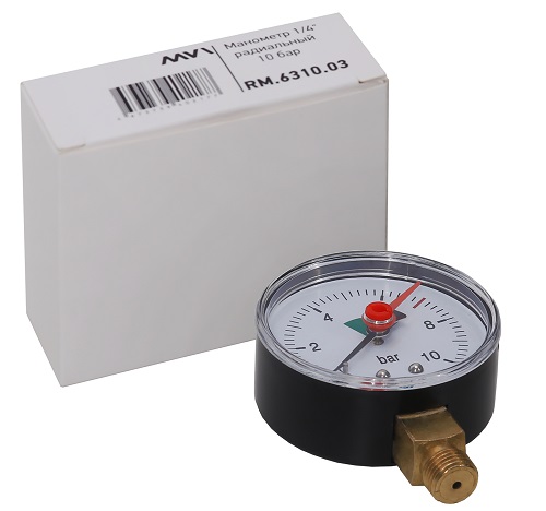 Манометр радиальный MVI RM.6310 до 10 бар D63 мм с нижним подключением G1/4