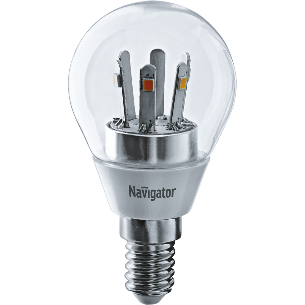 Лампа светодиодная Navigator NLL-G45-5-230-2.7K-E14-CL 5Вт шар 2700К E14 купить с доставкой по РФ