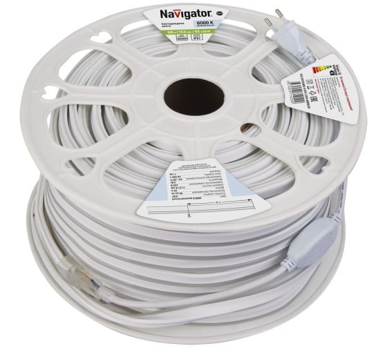 Лента светодиодная Navigator СД 71 929 NLS-2835CW92-9-IP67-220V-NEONLED R20