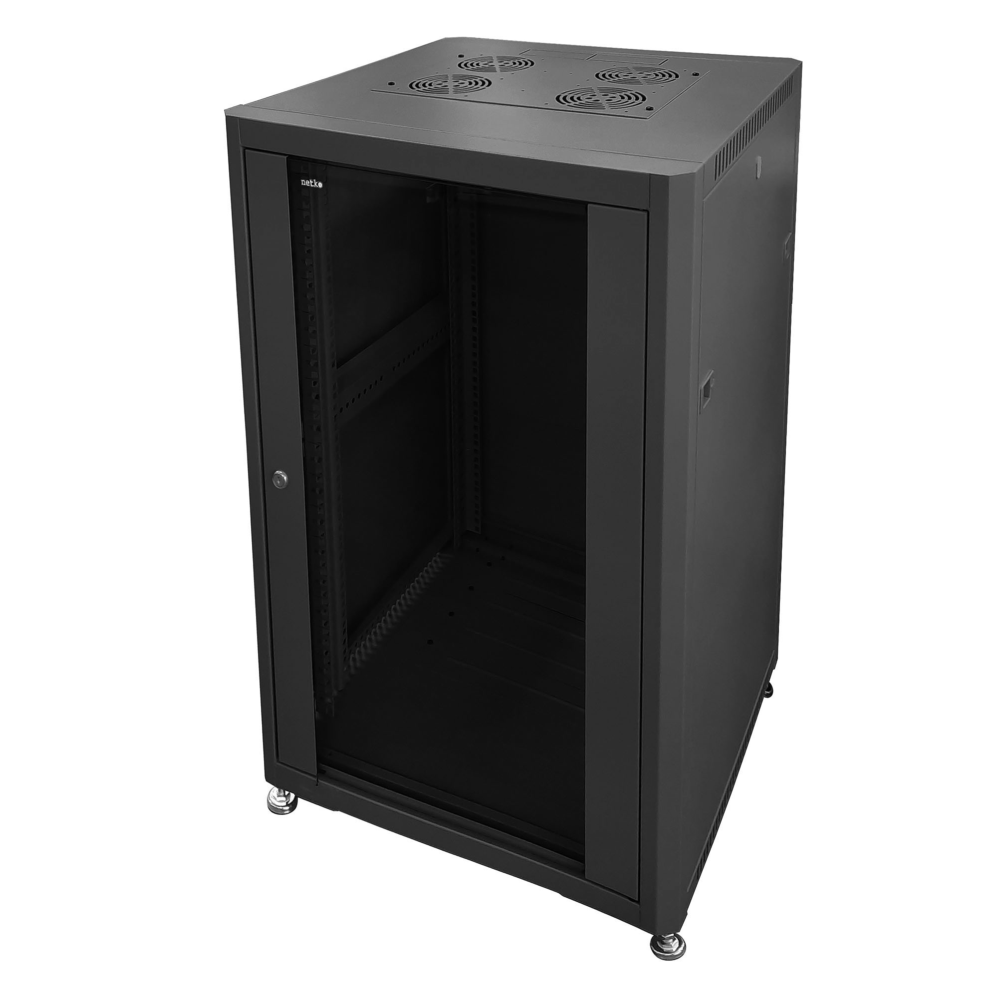 Шкаф напольный 19" Netko 36U серия Optima (600х800х1762), передняя дверь стекло, черный, разобранный (упакован в 3 коробки) купить с доставкой по РФ
