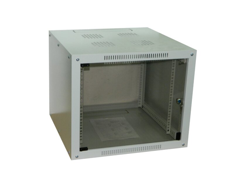 Шкаф настенный 12U Netko серия NOP (600х600x640), передняя дверь стекло, разборный, серый купить с доставкой по РФ