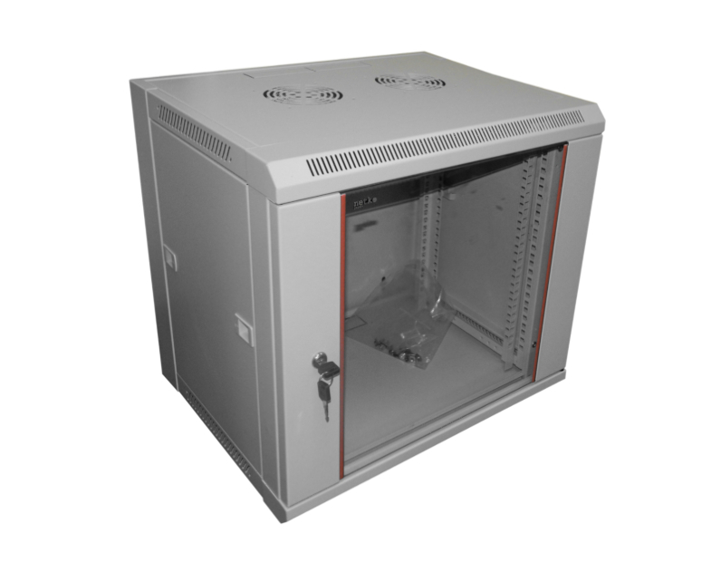 Шкаф настенный 22U Netko серия WM (570х600х1082), передняя дверь стекло, разобранный, серый  "S" купить с доставкой по РФ