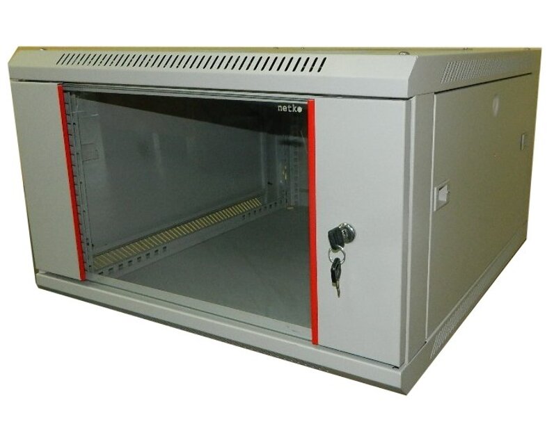 Шкаф настенный 12U Netko серия WM (600х600х635), передняя дверь стекло, собранный, серый купить с доставкой по РФ