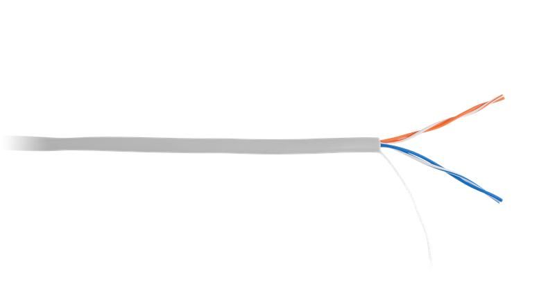 Кабель NETLAN U/UTP 4 пары, Кат.5e (Класс D), 100МГц, одножильный, BC (чистая медь), внутренний, PVC нг(B), серый, 305м