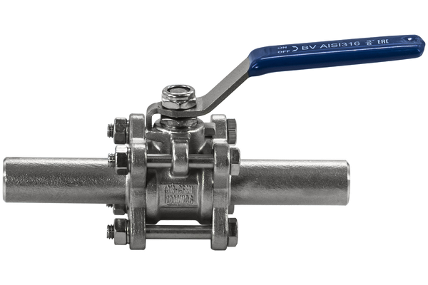 Кран шаровый приварной трехсоставной Newkey нержавеющий DN10 (3/8") PN64