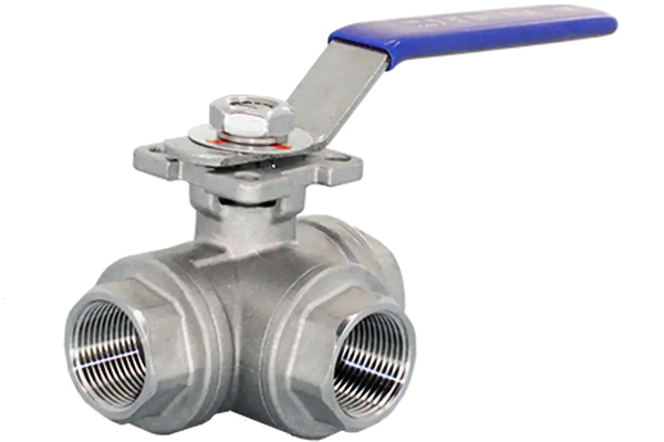 Кран шаровый трехходовой Newkey AISI304 DN20 (3/4") (CF8) PN40 L