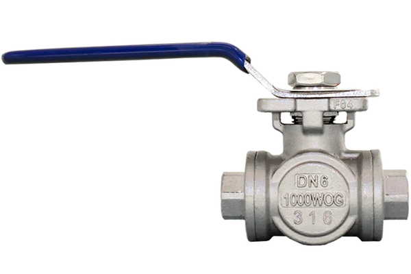 Кран шаровый трехходовой Newkey (T-тип) нержавеющий DN 8 (1/4") PN40