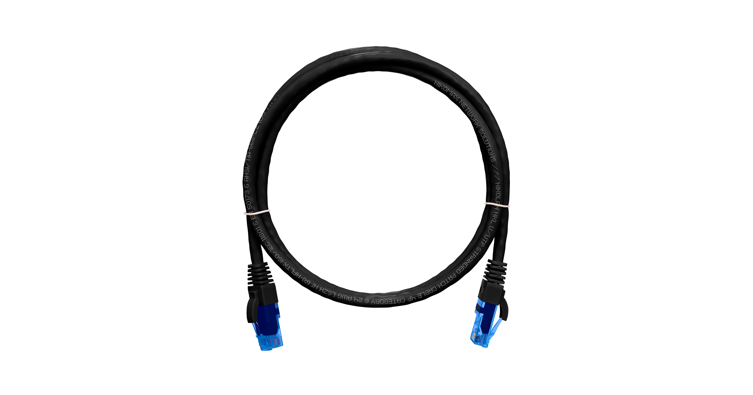 Коммутационный шнур NIKOMAX U/UTP 4 пары, Кат.6 (Класс E), 250МГц, 2хRJ45/8P8C, T568B, заливной, с защитой защелки, многожильный, BC (чистая медь), 24AWG (7х0,205мм), LSZH нг(А)-HFLTx, черный, 0,5м