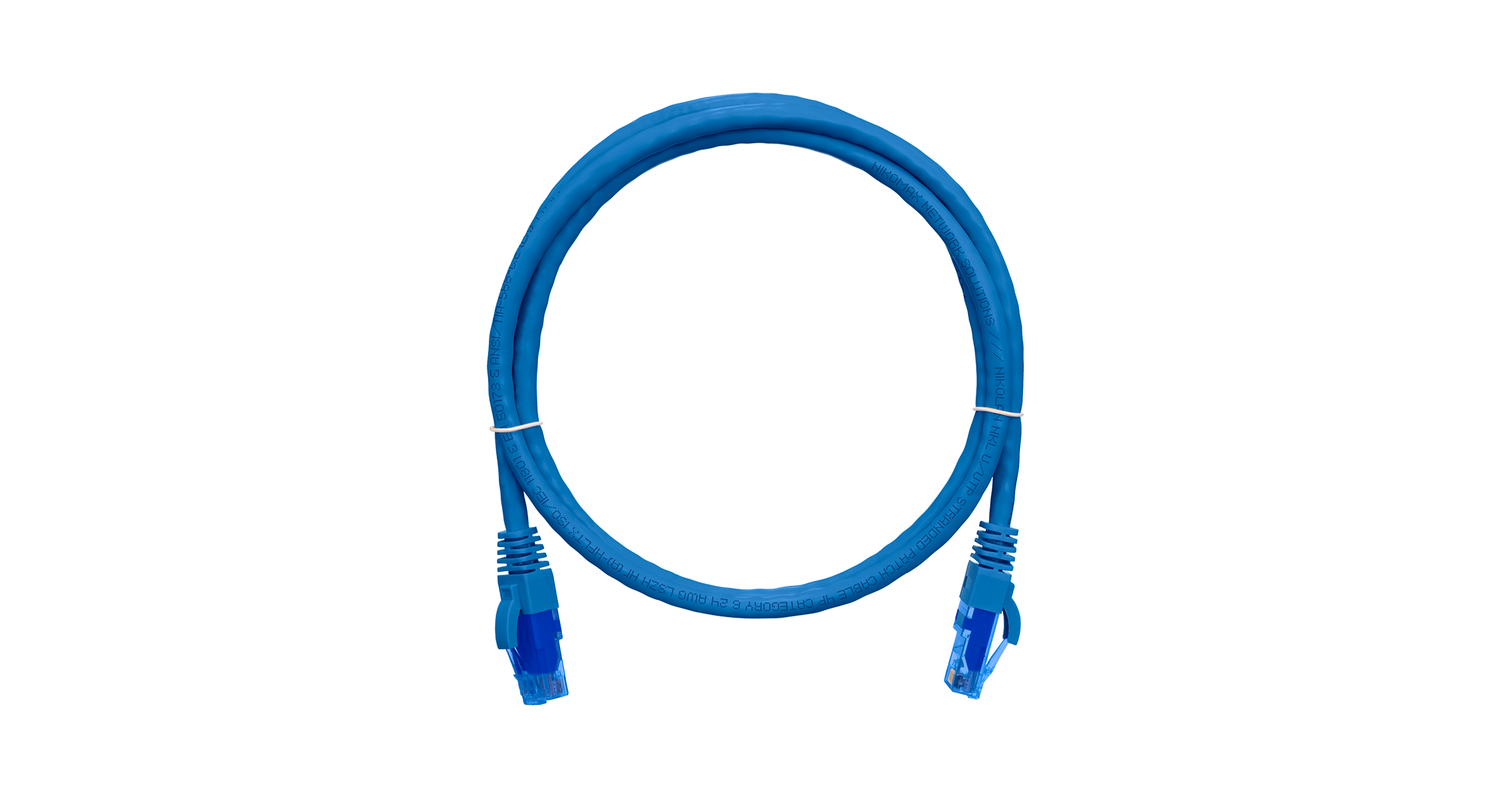 Коммутационный шнур NIKOMAX U/UTP 4 пары, Кат.6 (Класс E), 250МГц, 2хRJ45/8P8C, T568B, заливной, с защитой защелки, многожильный, BC (чистая медь), 24AWG (7х0,205мм), LSZH нг(А)-HFLTx, синий, 0,5м
