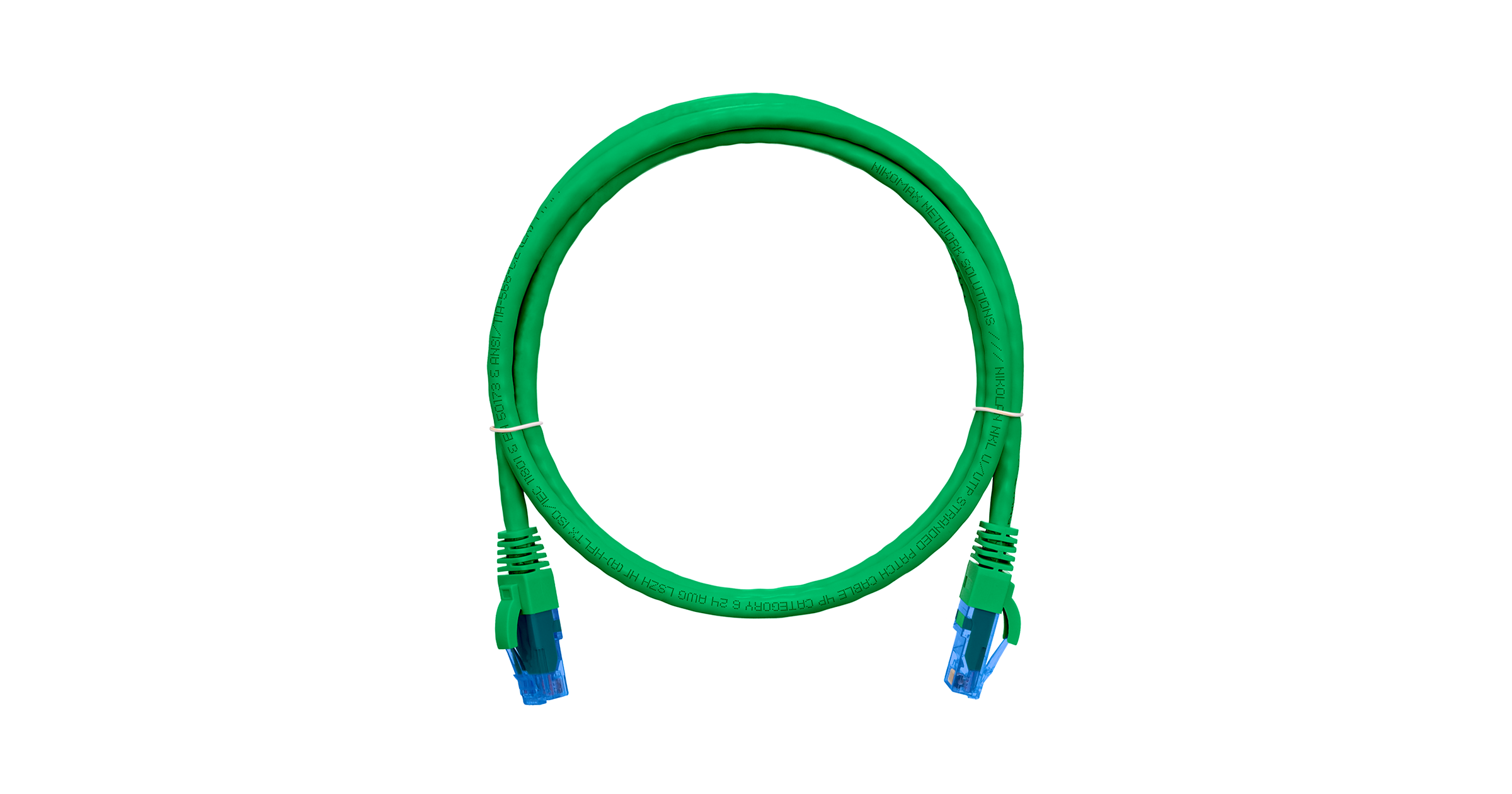 Коммутационный шнур NIKOMAX U/UTP 4 пары, Кат.6 (Класс E), 250МГц, 2хRJ45/8P8C, T568B, заливной, с защитой защелки, многожильный, BC (чистая медь), 24AWG (7х0,205мм), LSZH нг(А)-HFLTx, зеленый, 0,5м