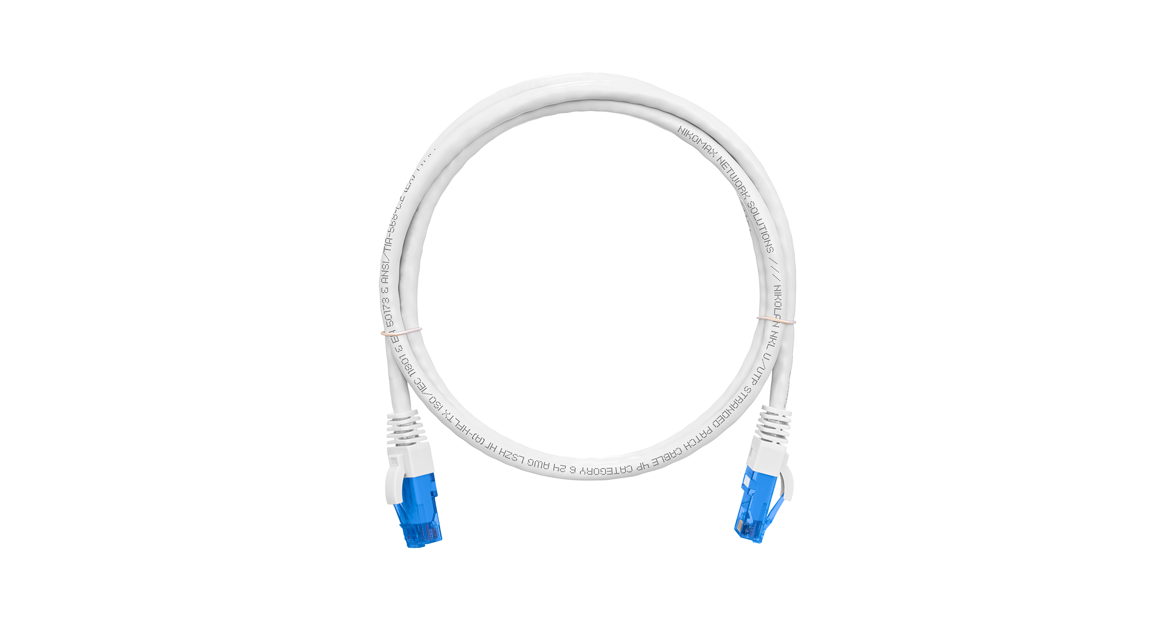 Коммутационный шнур NIKOMAX U/UTP 4 пары, Кат.6 (Класс E), 250МГц, 2хRJ45/8P8C, T568B, заливной, с защитой защелки, многожильный, BC (чистая медь), 24AWG (7х0,205мм), LSZH нг(А)-HFLTx, белый, 0,5м
