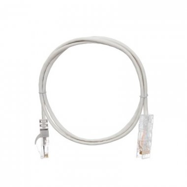 Коммутационный шнур NIKOMAX S/FTP 4 пары, Кат.6a (Класс Ea), 500МГц, 2хRJ45/8P8C, T568B, заливной, с защитой защелки, многожильный, BC (чистая медь), 26AWG (7х0,165мм), PVC нг(А), серый, 1м