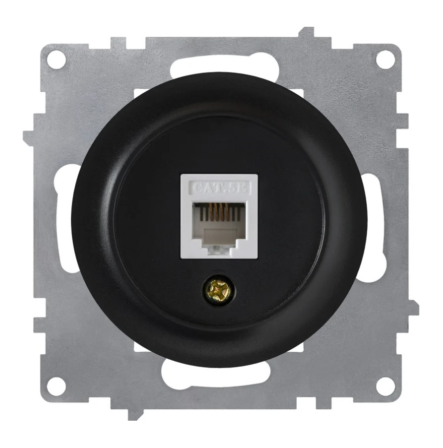 Розетка компьютерная OneKeyElectro 1xRJ45 кат.5e, цвет чёрный