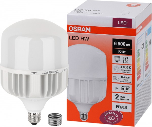 Лампа светодиодная OSRAM LED HW T E27/E40 65Вт 4000К 6500Лм купить с доставкой по РФ