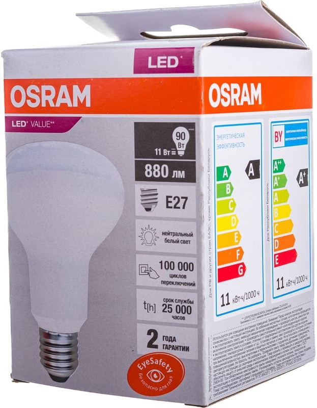 Лампа светодиодная OSRAM LED Value LV R80 E27 11Вт 4000К 230В 880Лм заказать со складов по всей России