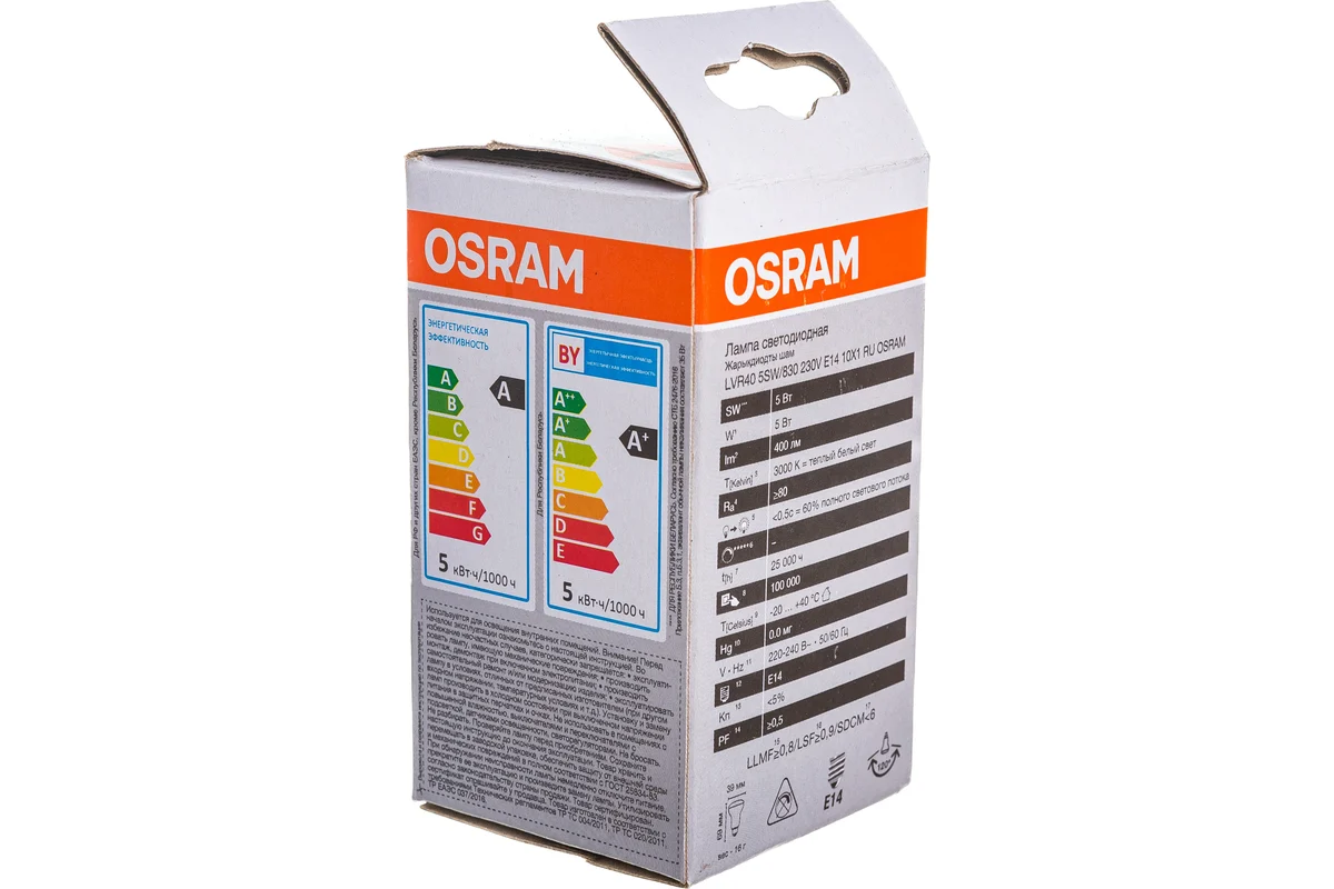 Лампа светодиодная LED Value LVR40 5SW/830 230В E14 10х1 RU OSRAM 4058075582514 купить по цене 262 руб.