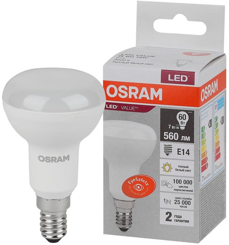 Лампа светодиодная LED Value LVR60 7SW/830 230В E14 10х1 RU OSRAM 4058075581661 заказать со складов по всей России