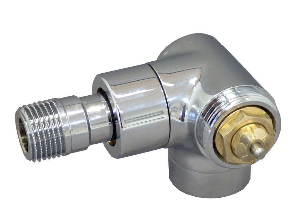 Вентиль Oventrop серия E, угловой трехосевой, DN-15, 1/2", 1/2", ВН, хромированный, правое подключение