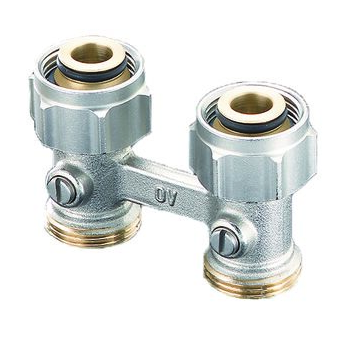 Узел Oventrop Multiflex F, прямой H-образный, 3/4", 3/4", Н ЕК-НГ ЕК, никелированный, ZB