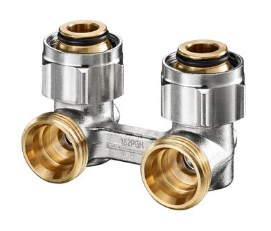 Узел Oventrop Multiflex F, угловой H-образный, 3/4", 3/4", Н ЕК-НГ ЕК, никелированный, ZB