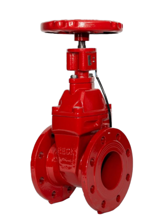 Задвижка чугунная с обрезиненным клином REON тип RSV62RED (КРАСНАЯ) с индикатором положения купить с доставкой по РФ