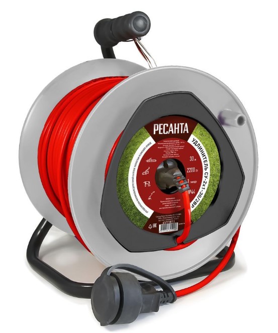 Удлинитель силовой Ресанта на катушке СУ-2x1-30/2ВР (с выкл., 1 розетка, IP44) 61/118/11