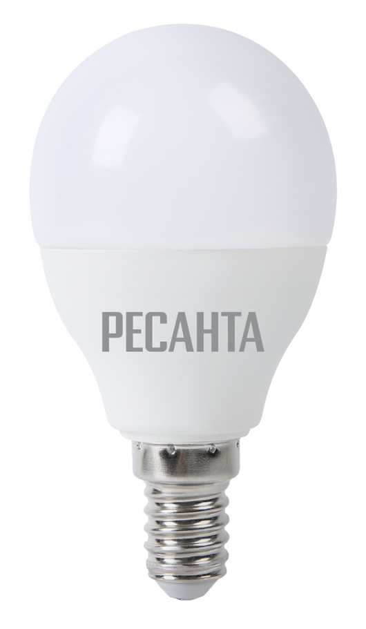 Лампа светодиодная Ресанта LL-R-G45-7W-230-4K-E14 /шар, 7Вт, нейтр., Е14/ 76/1/8