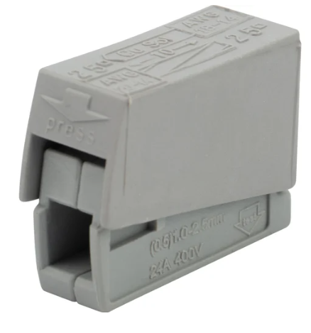 Строительно-монтажная клемма Rexant СМК 224-101 для светильника на 1 проводник (0,2-2,5)/(0,14-2,5) мм², серая купить с доставкой по РФ