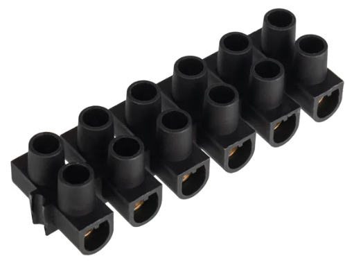 Клеммная колодка винтовая REXANT KВ-10 (4-10 мм²), ток 10 A, полипропилен черный, индивидуальная упаковка купить с доставкой по РФ