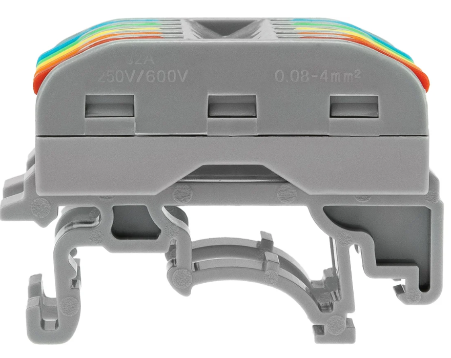 Клемма соединительная многоразовая проходная REXANT 5-полюсная, серая (0,08-4 мм2) с креплением на DIN-рейку заказать со складов по всей России