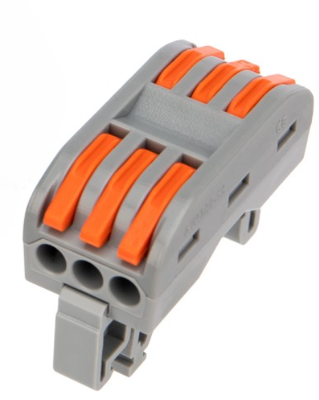 Клемма REXANT СМК 222-423D проходная 3-полюсная, с креплением на DIN-рейку (0,08-4 мм²) купить с доставкой по РФ