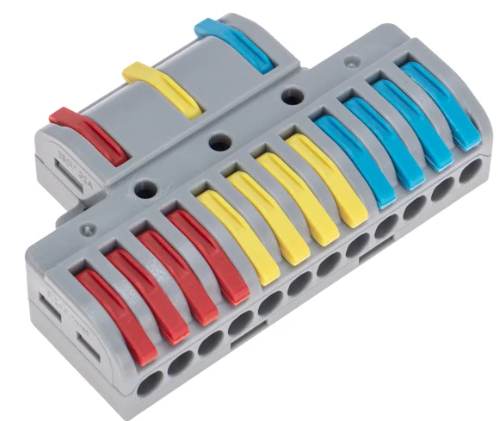 Клемма REXANT СМК 3х4 проходная разветвительная 3 полюса (1 ввод, 4 вывода на полюс) купить с доставкой по РФ