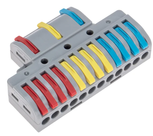 Клемма REXANT СМК 3х4 проходная разветвительная 3 полюса, с монтажной площадкой (1 ввод, 4 вывода на полюс) купить с доставкой по РФ