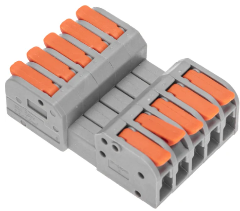 Клемма REXANT СМК 222-425R проходная разъемная 5 полюсов серая 0,2-2,5/4мм² купить с доставкой по РФ