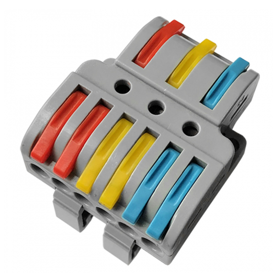Клемма REXANT СМК 3х2D проходная разветвительная 3 полюса на DIN-рейку (0,08-4 мм²) (1 ввод, 2 вывода на полюс) серая купить с доставкой по РФ