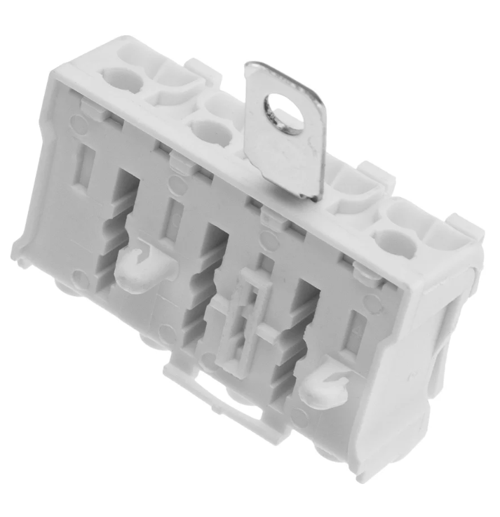 Клемма пружинная соединительная REXANT КСП 4-полюсная с заземлением и с монтажными ножками купить с доставкой по РФ