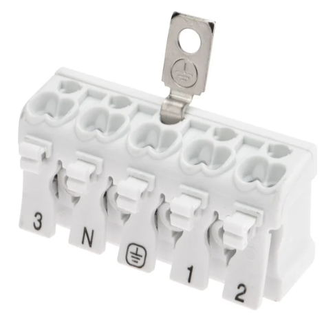 Клемма пружинная соединительная REXANT КСП 5-полюсная с заземлением и с монтажными ножками купить с доставкой по РФ