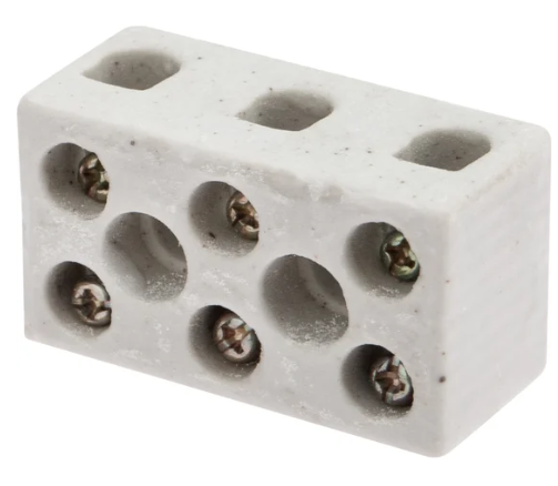 Клемма керамическая винтовая REXANT КВ 4 мм² 3 пары контактов с крепежным отверстием купить с доставкой по РФ