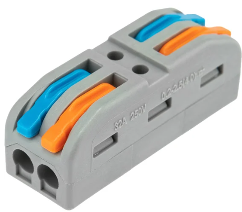 Клемма REXANT СМК 222-422 проходная 2 полюса (0,08-4 мм²), серая купить с доставкой по РФ