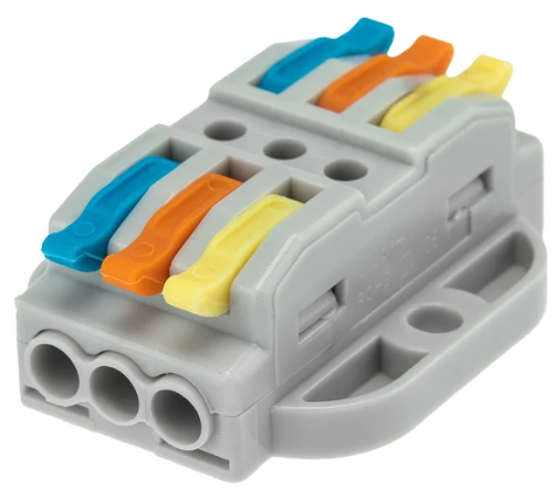 Клемма REXANT СМК 222-423P проходная 3 полюса, с монтажной площадкой (0,08-4 мм²) купить с доставкой по РФ