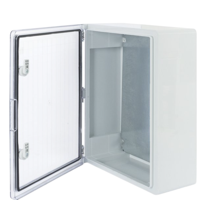 Корпус пластиковый REXANT ЩМПп с прозрачной дверцей и монтажной панелью 400х300х170мм, АБС, УХЛ1, IP65 купить с доставкой по РФ
