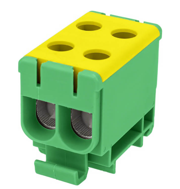 Клемма вводная силовая REXANT КВС 6-50мм² 2-рядная желто-зеленая PE распределительная купить с доставкой по РФ