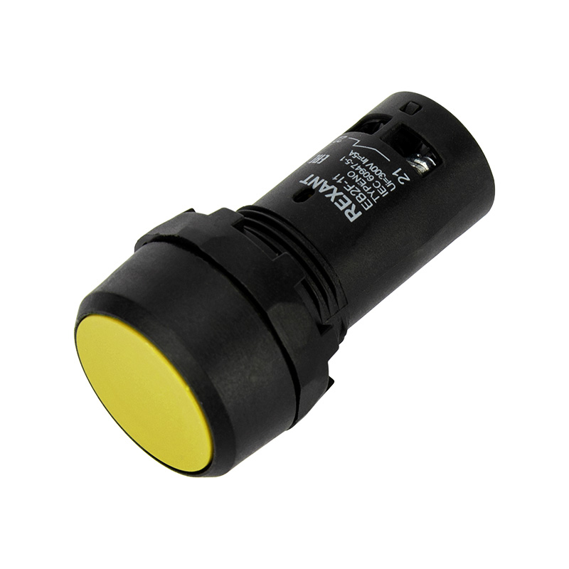 Кнопка Rexant 230V EB22 возвратная желтая NO+NC
