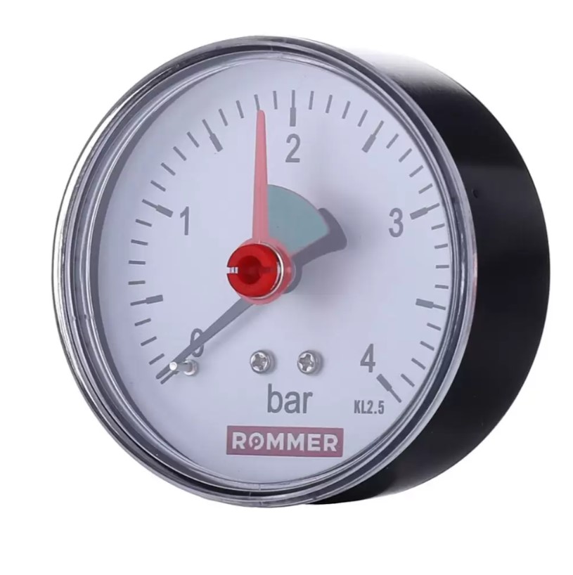 Манометр аксиальный ROMMER, 50 мм, 0...10 бар, 1/4