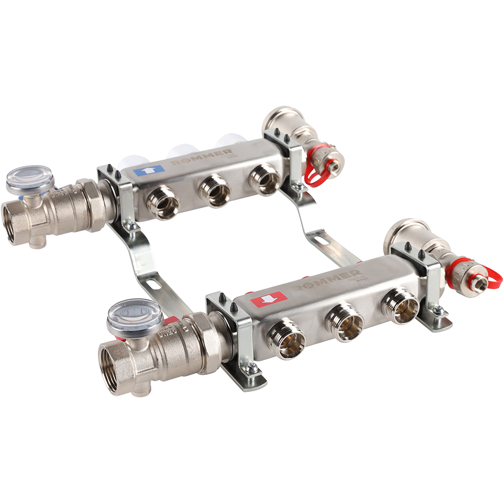 Коллектор из нержавеющей стали с расходомерами ROMMER Rms-3210-000003 на 3 выхода заказать со складов по всей России