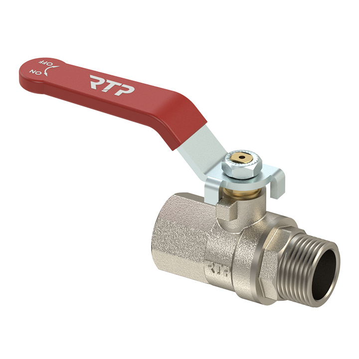 Кран шаровой РосТурПласт латунный вн/нар PN 25 рычаг G1 1/2"